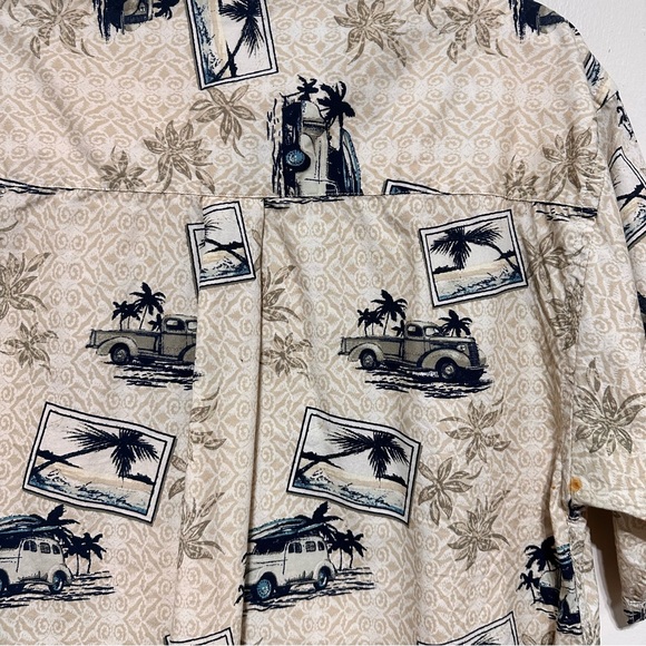 Puritan Men’s Vintage Palm Tree Vintage Car Button Down Short Sleeves Shirt M - Picture 3 of 10